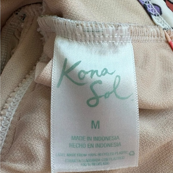 Kona Sol Womens Swim Ladder Trim Medium Coverage One Piece Swimsuit Floral - Picture 10 of 10